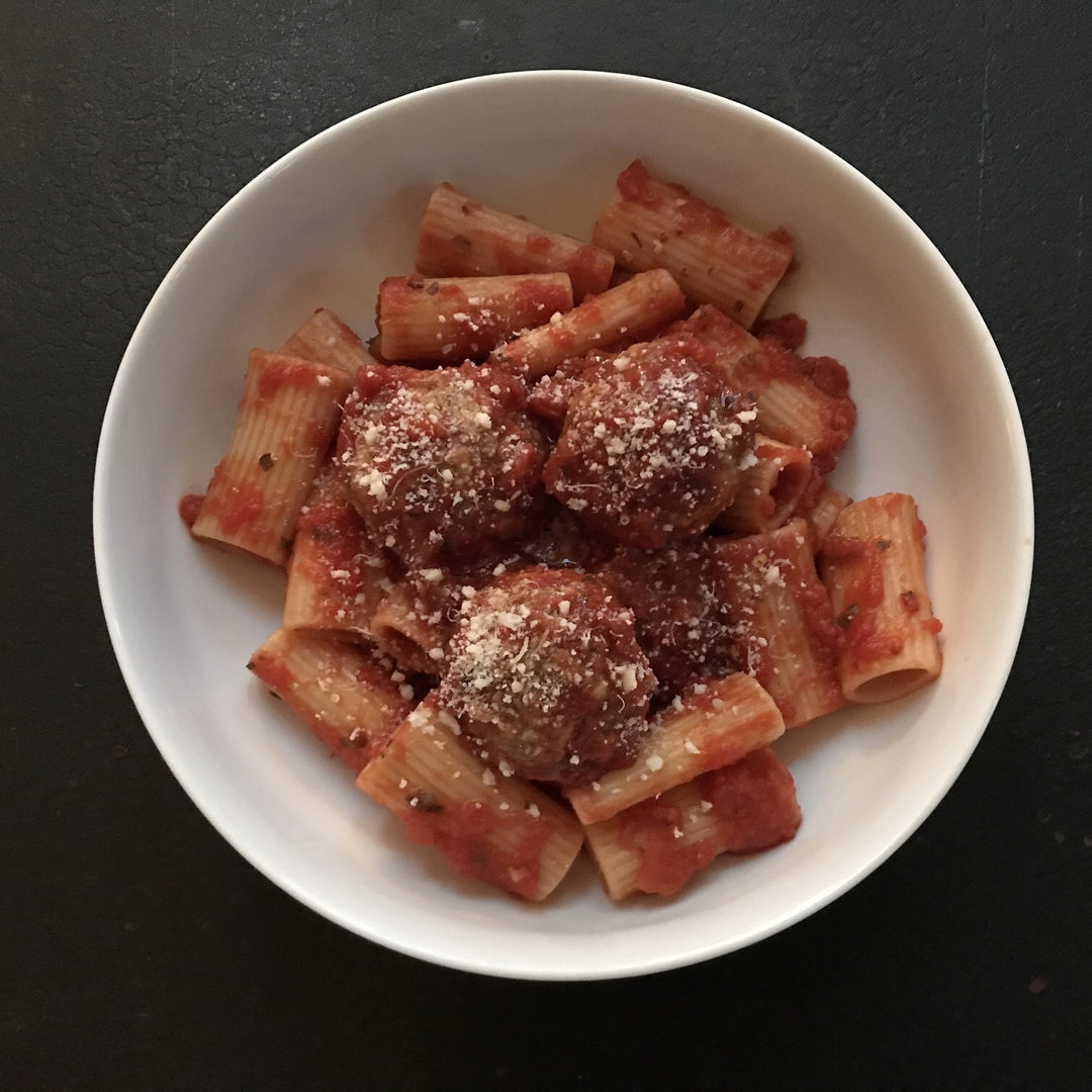 "Hot Italian” Meatballs and Pasta