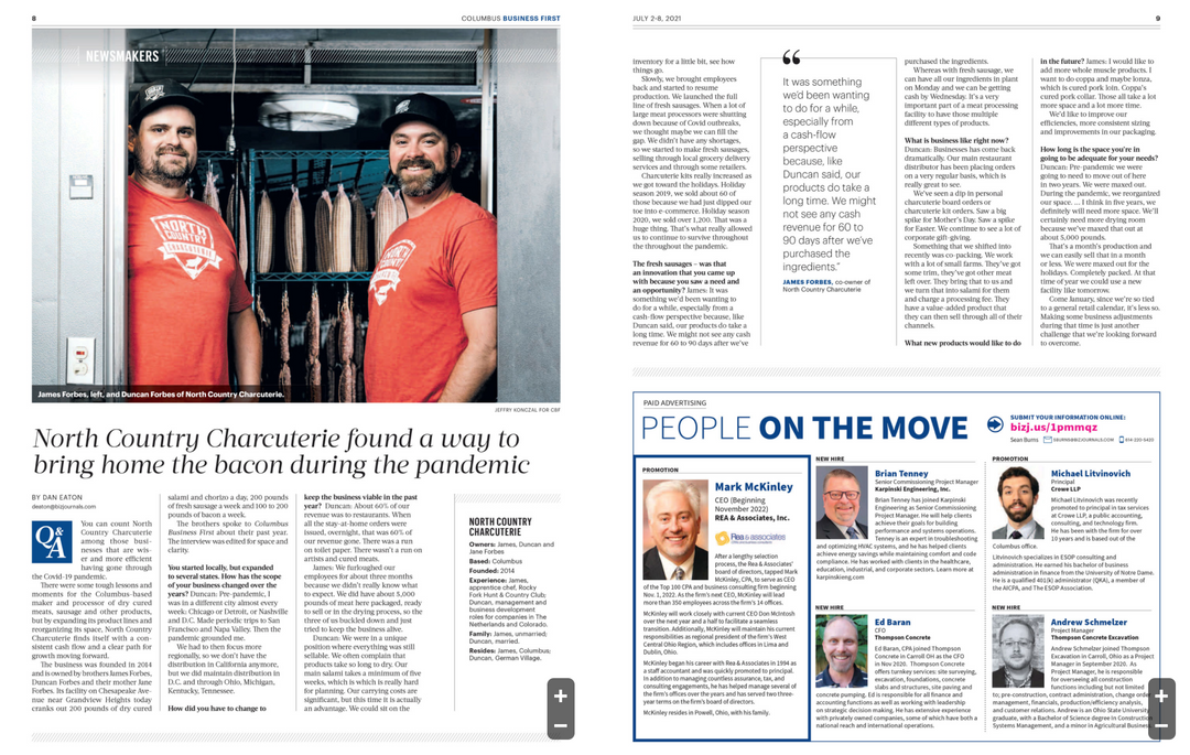 Columbus Business First - North Country Charcuterie found a way to bring home the bacon during the pandemic